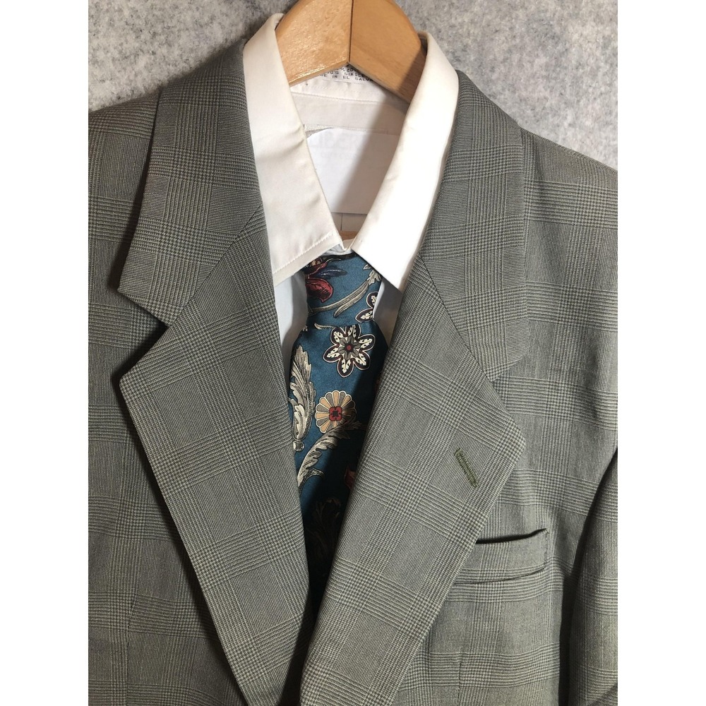 Vintage Christian Aujard Blazer Mens 44 Gray Plaid Sport Coat Yugoslavia 80s